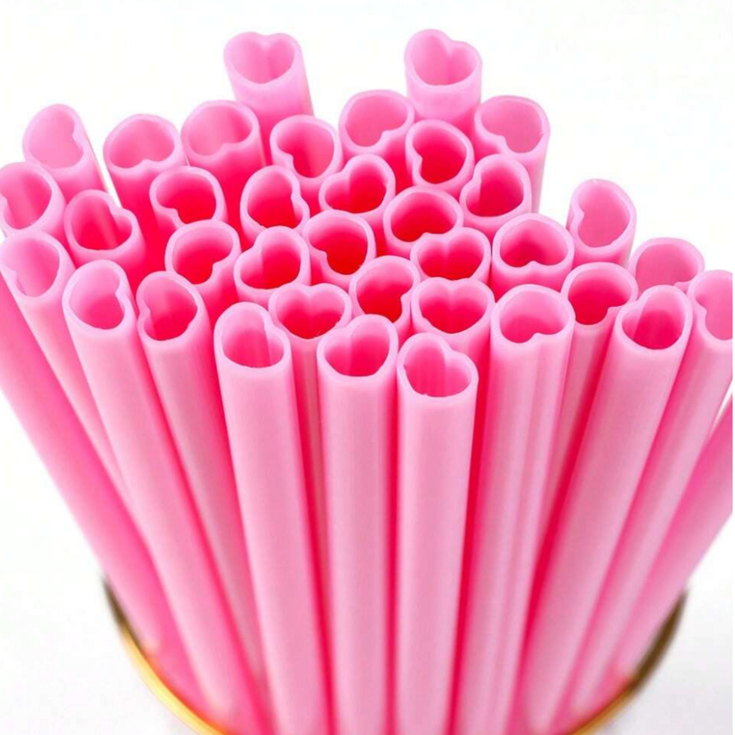 Pink Heart-Shaped Straw