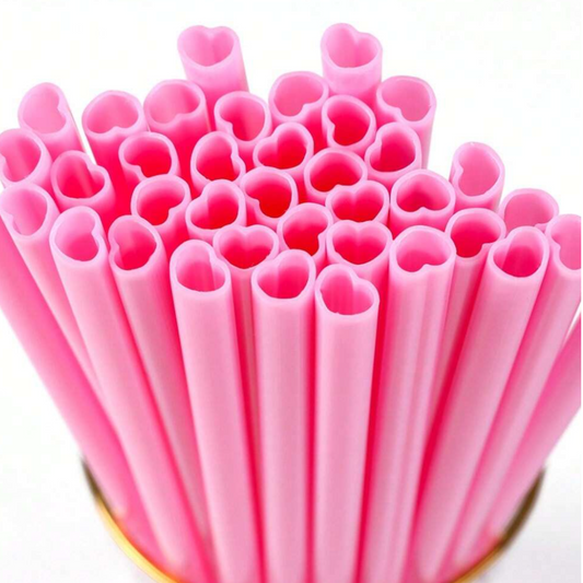 Pink Heart-Shaped Straw
