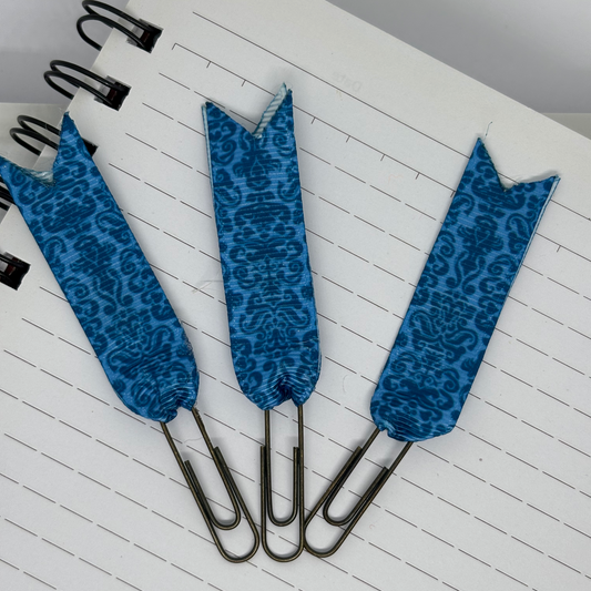 Blue Patterned Bookmark Clips